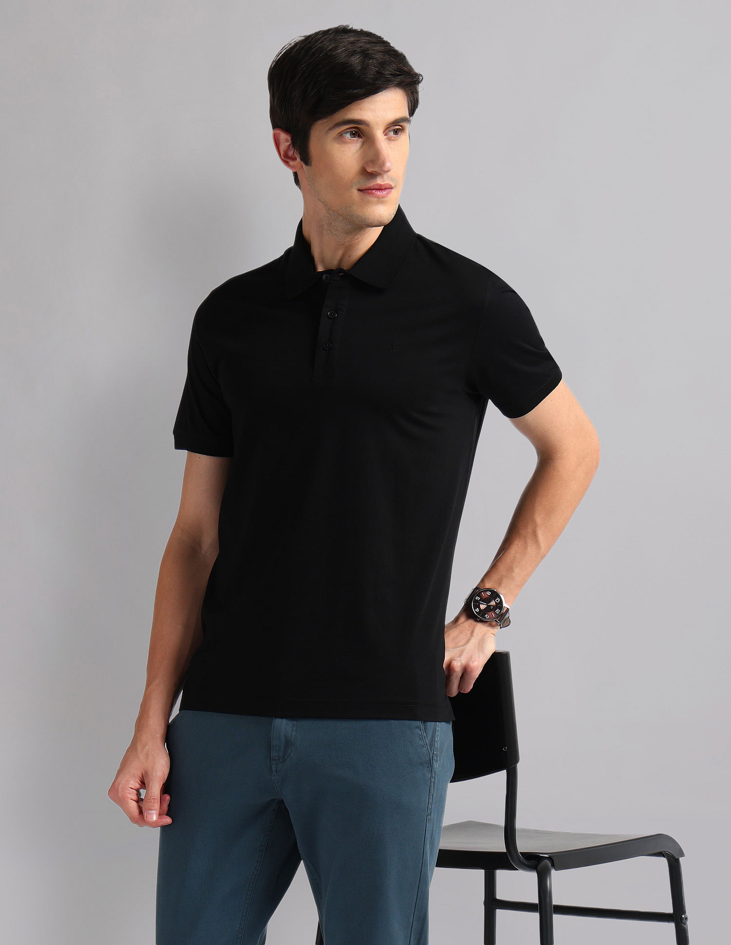 AD by Arvind Slim Fit Mercerised Polo Shirt