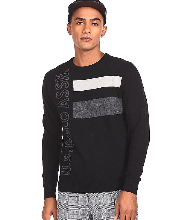 Mens Multi Stripe V-Neck Sweater U.S Polo Assn 