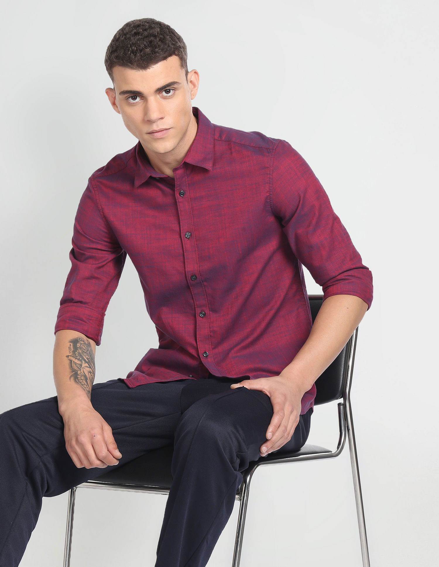 Flying Machine Two Tone Oxford Slim Shirt