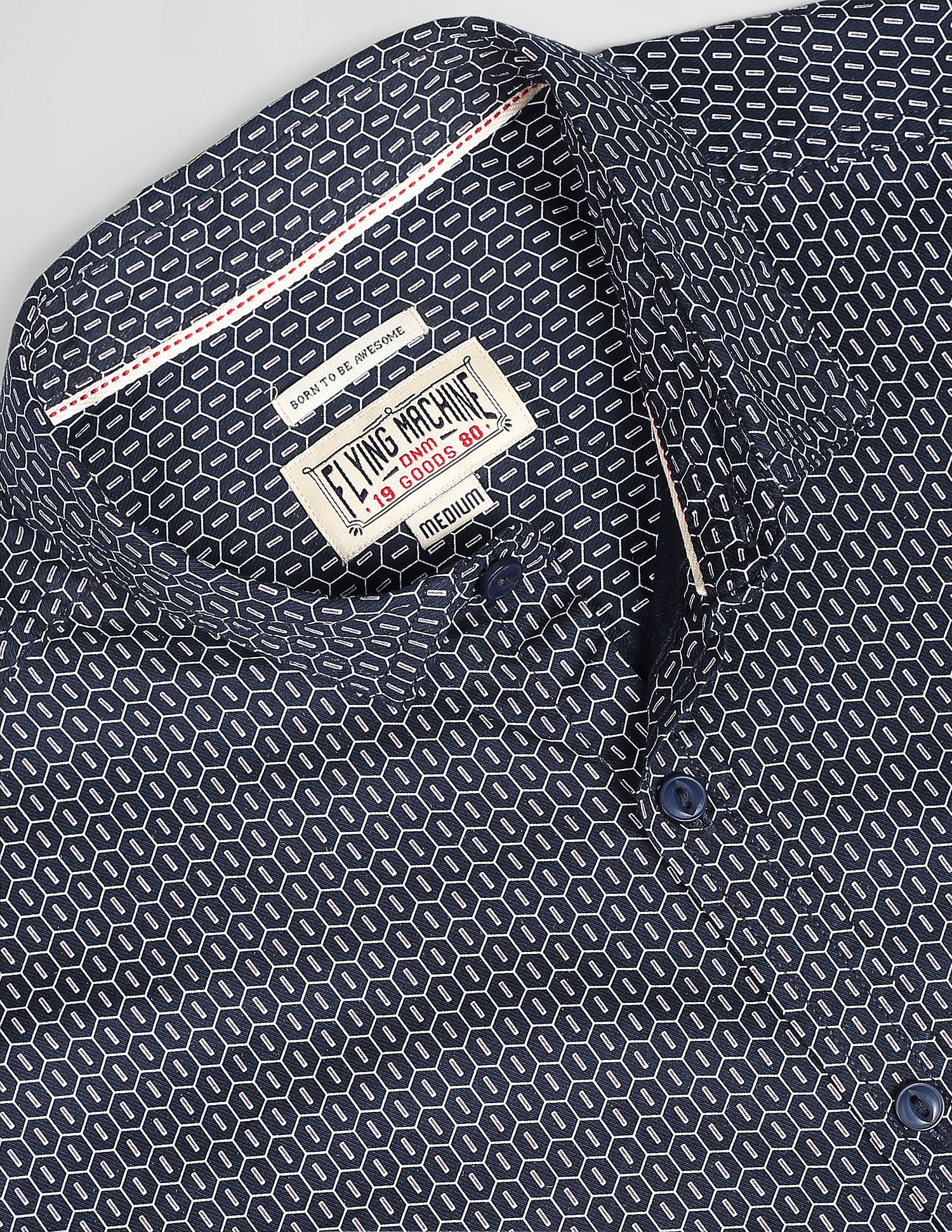Flying Machine Geometric Twill Weave Shirt