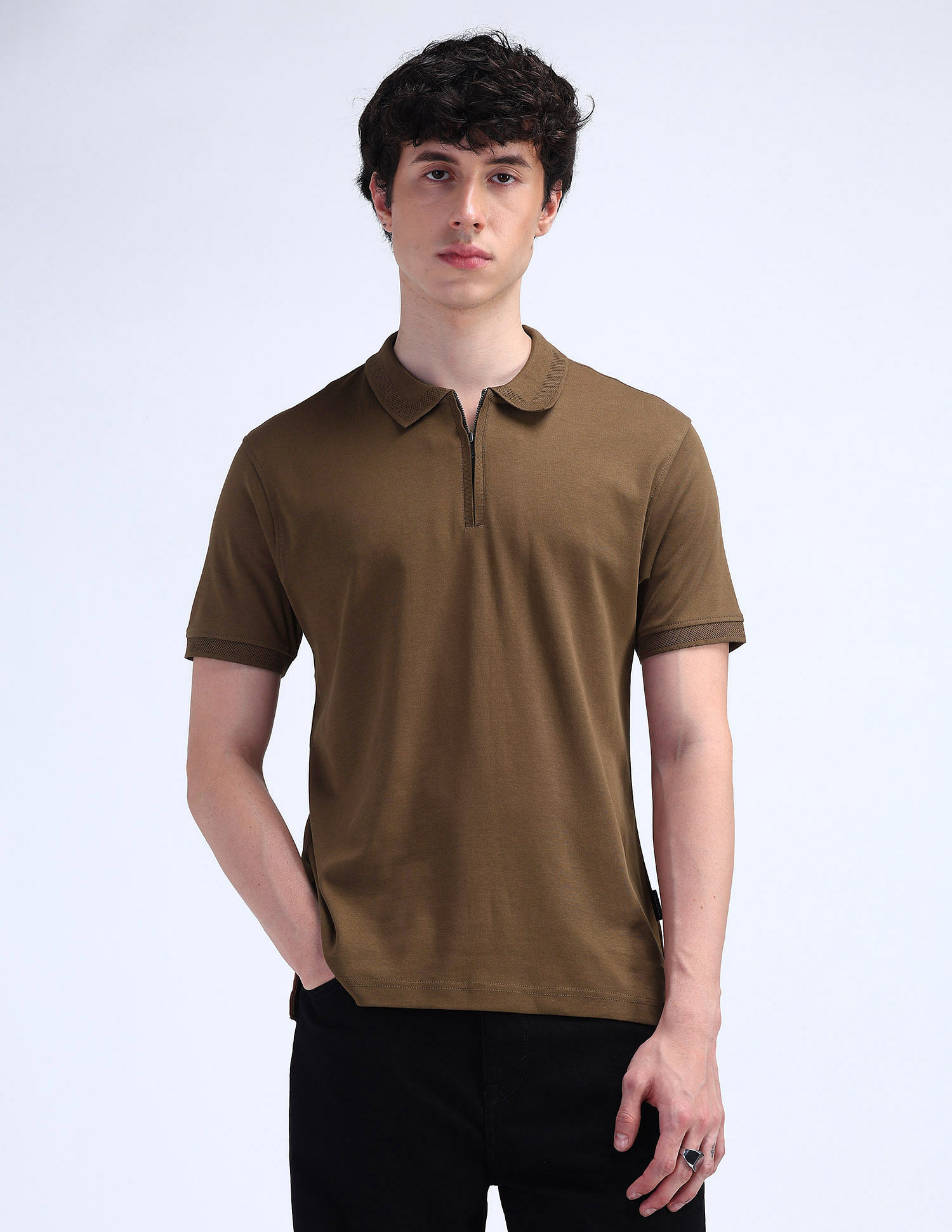 Flying Machine Solid Regular Cotton Polo Shirt