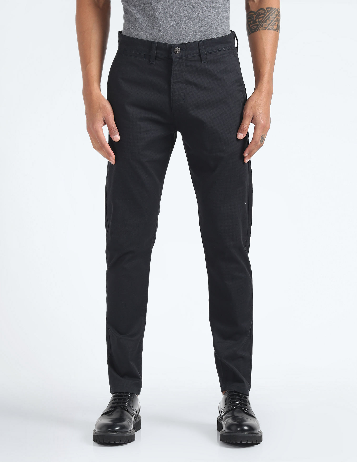 Flying Machine Super Slim Printed Twill Trousers