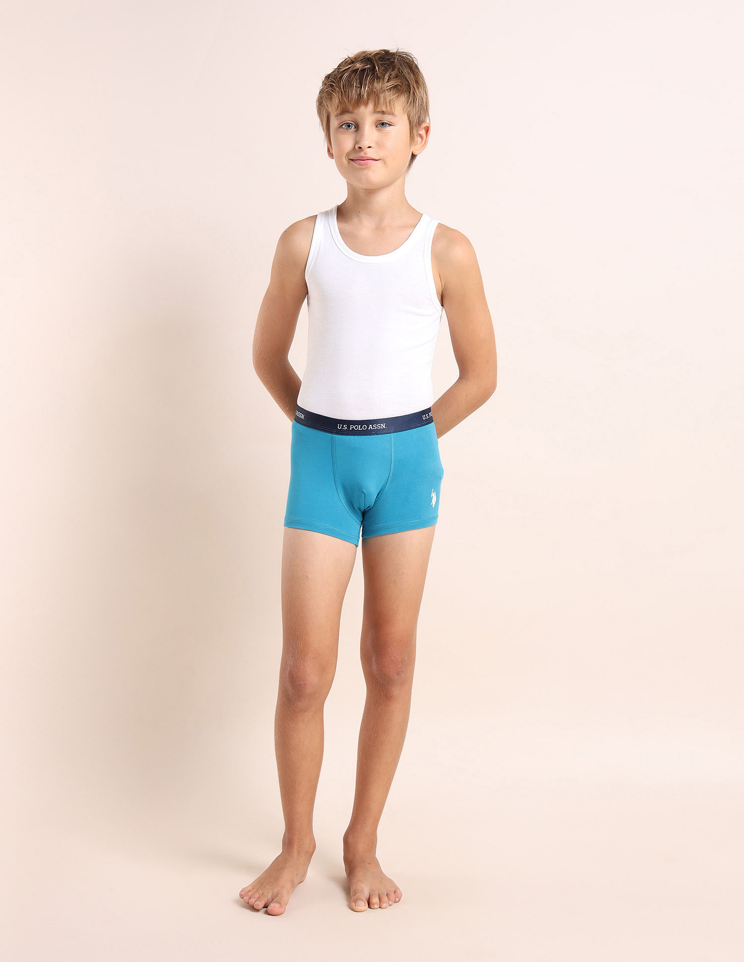 USPA Innerwear Boys Mid Rise Cotton Spandex Trunks - Pack Of 3