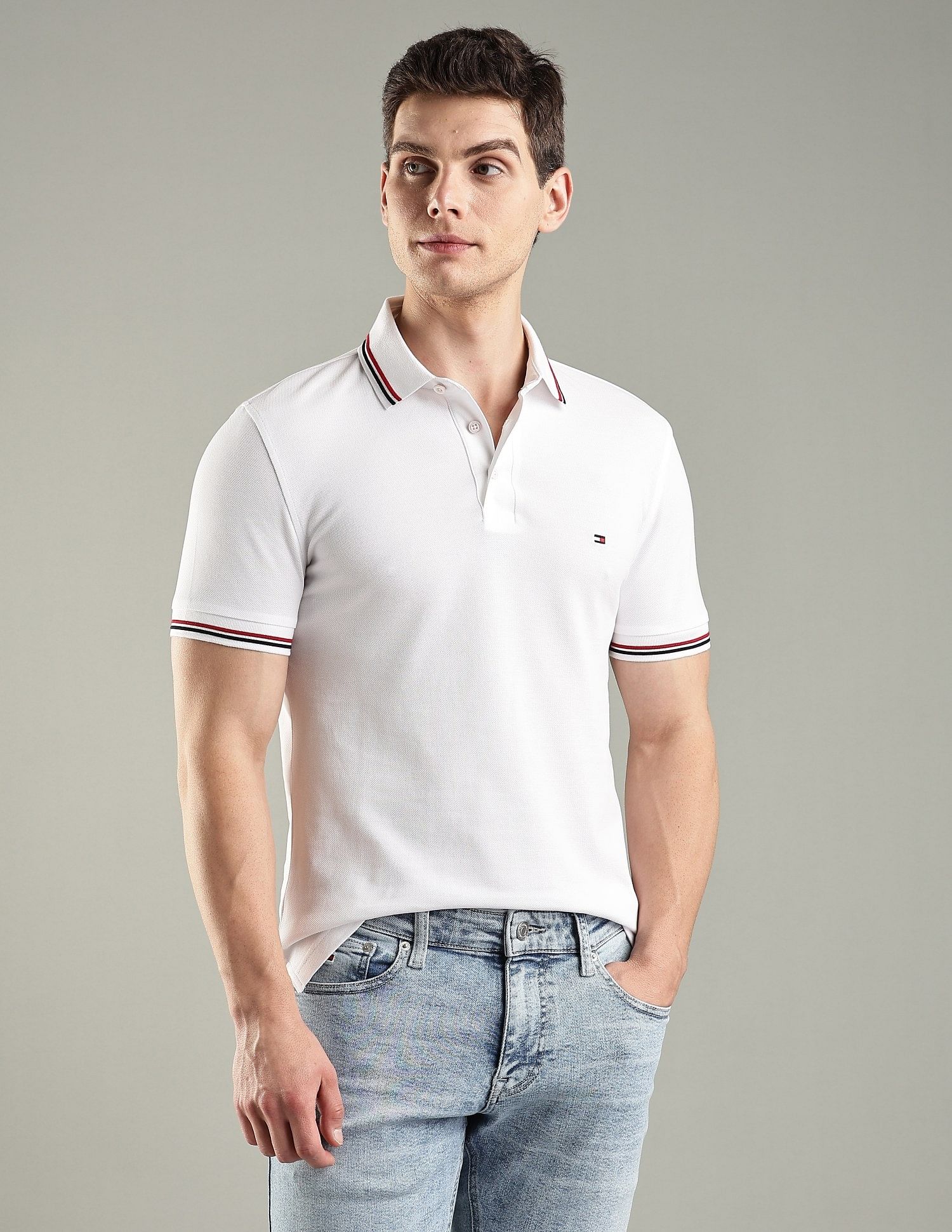 Tommy Hilfiger Solid Slim-Fit Cotton Polo T-Shirt