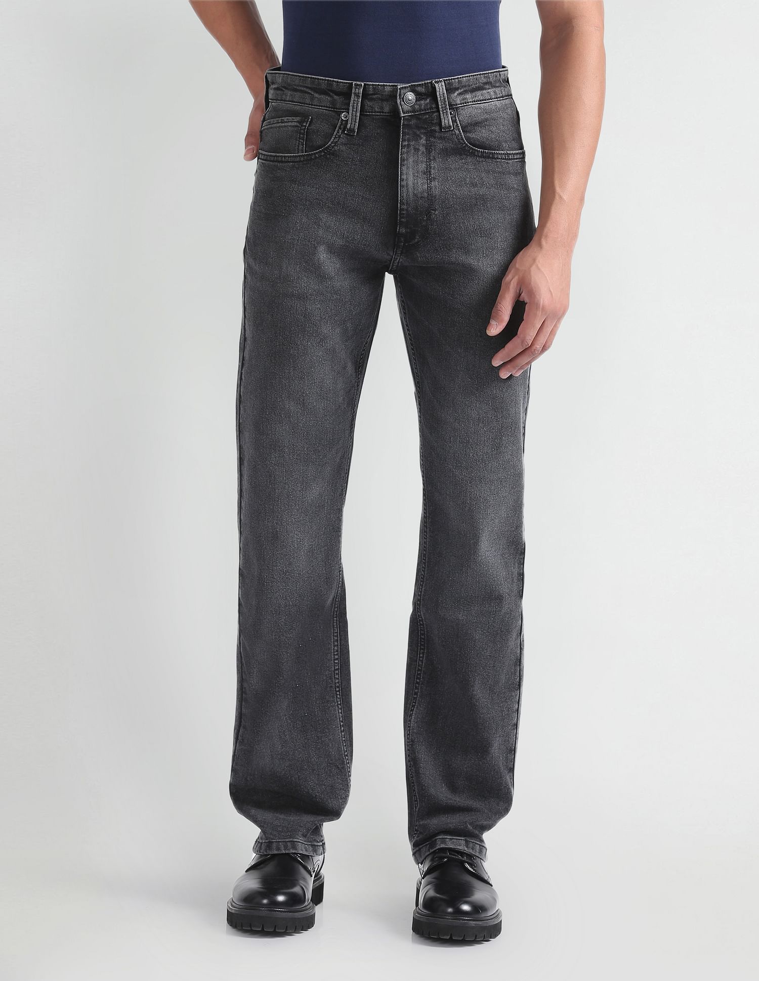 Flying Machine Mid Rise Bruce Relaxed Bootcut Fit Jeans