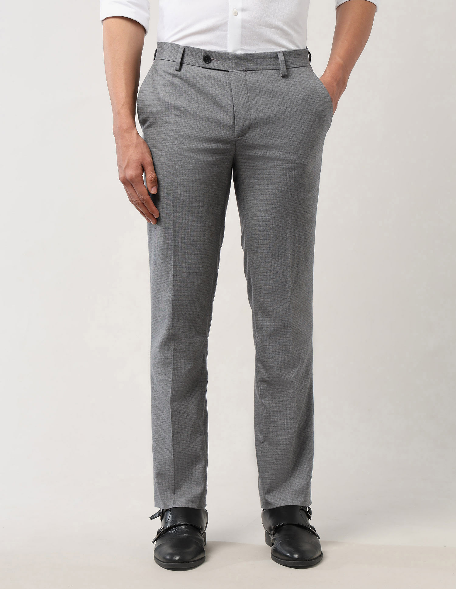 Arrow Regular Fit Textured Trousers