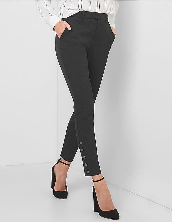 Business Casual Work Outfits - Black Ankle Pants in Petite
