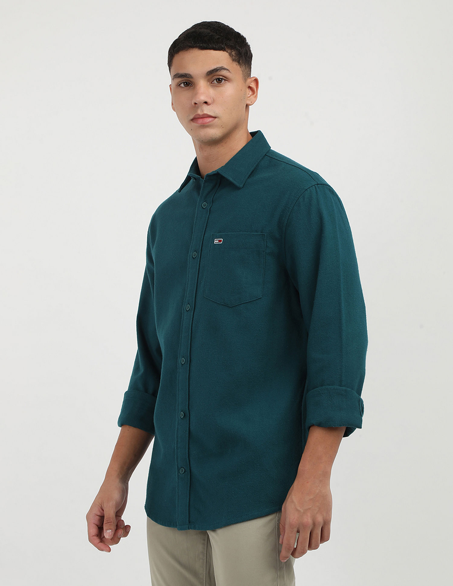 Tommy Hilfiger Solid Cotton Flannel Shirt