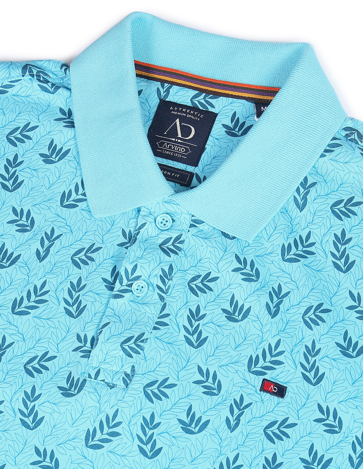 AD by Arvind Cotton Floral Print Polo Shirt