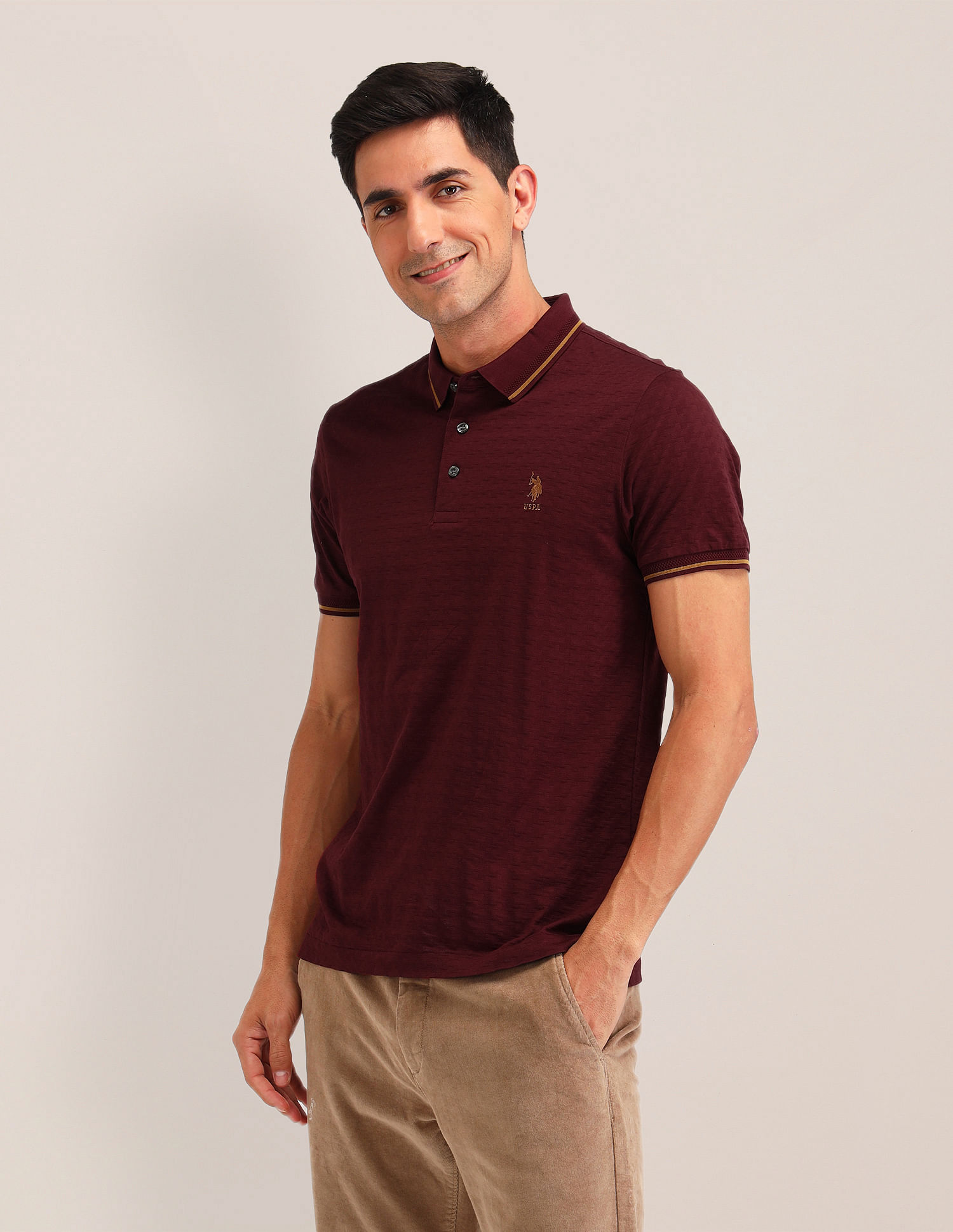 U.S. Polo Assn. Textured Slim Fit Polo Shirt