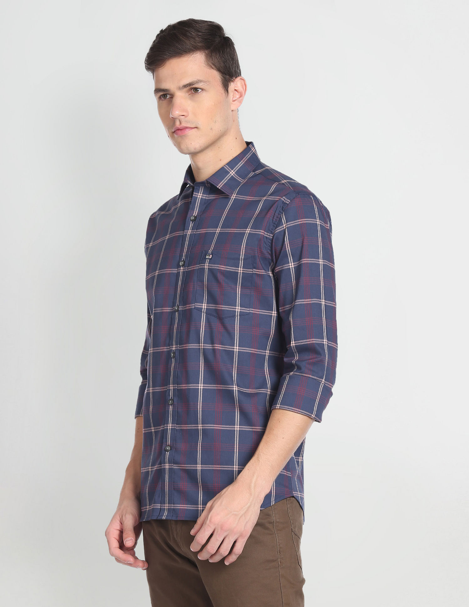 Arrow Sports Twill Grid Tattersall Check Shirt
