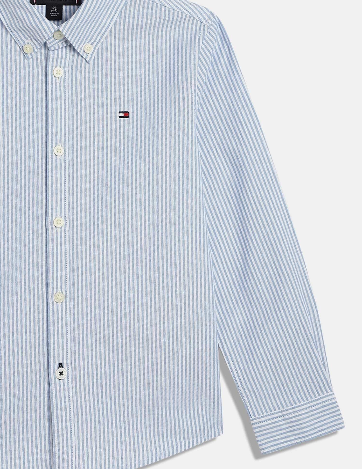 Tommy Hilfiger Boys Blue Vertical Striped Shirt
