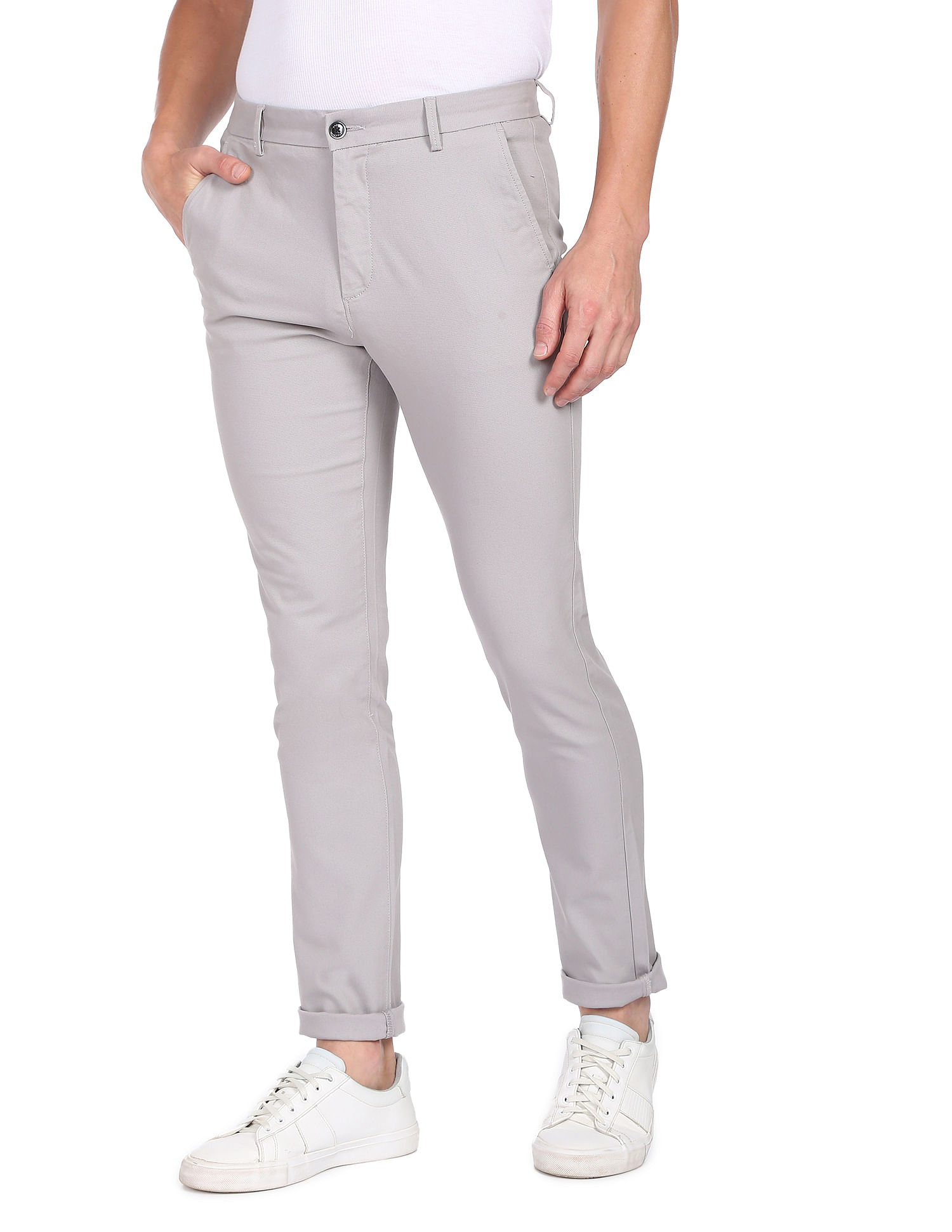 Arrow Sports Casual Trousers  Buy Arrow Sports Men Off White Twill Weave  Solid Casual Trouser Online  Nykaa Fashion
