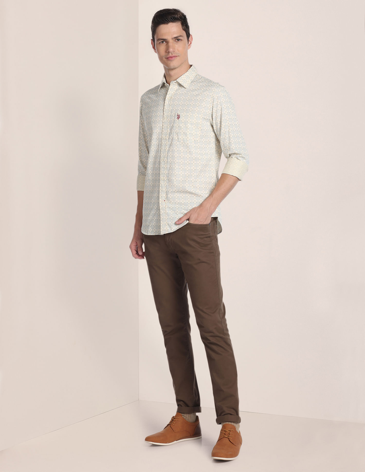 U.S. Polo Assn. Cutaway Collar Motif Print Shirt