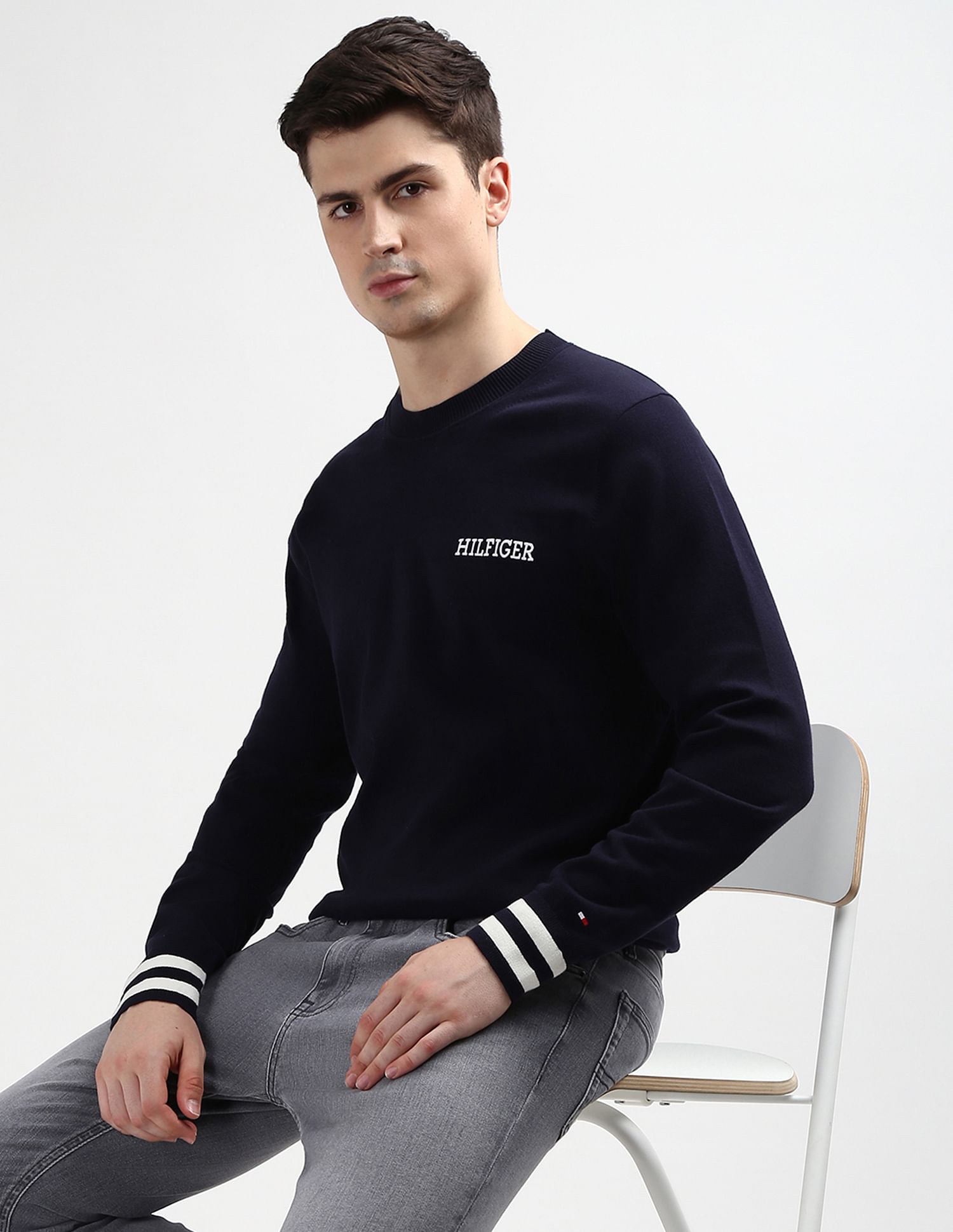 Tommy Hilfiger Embroidered Monotype Cotton Sweater