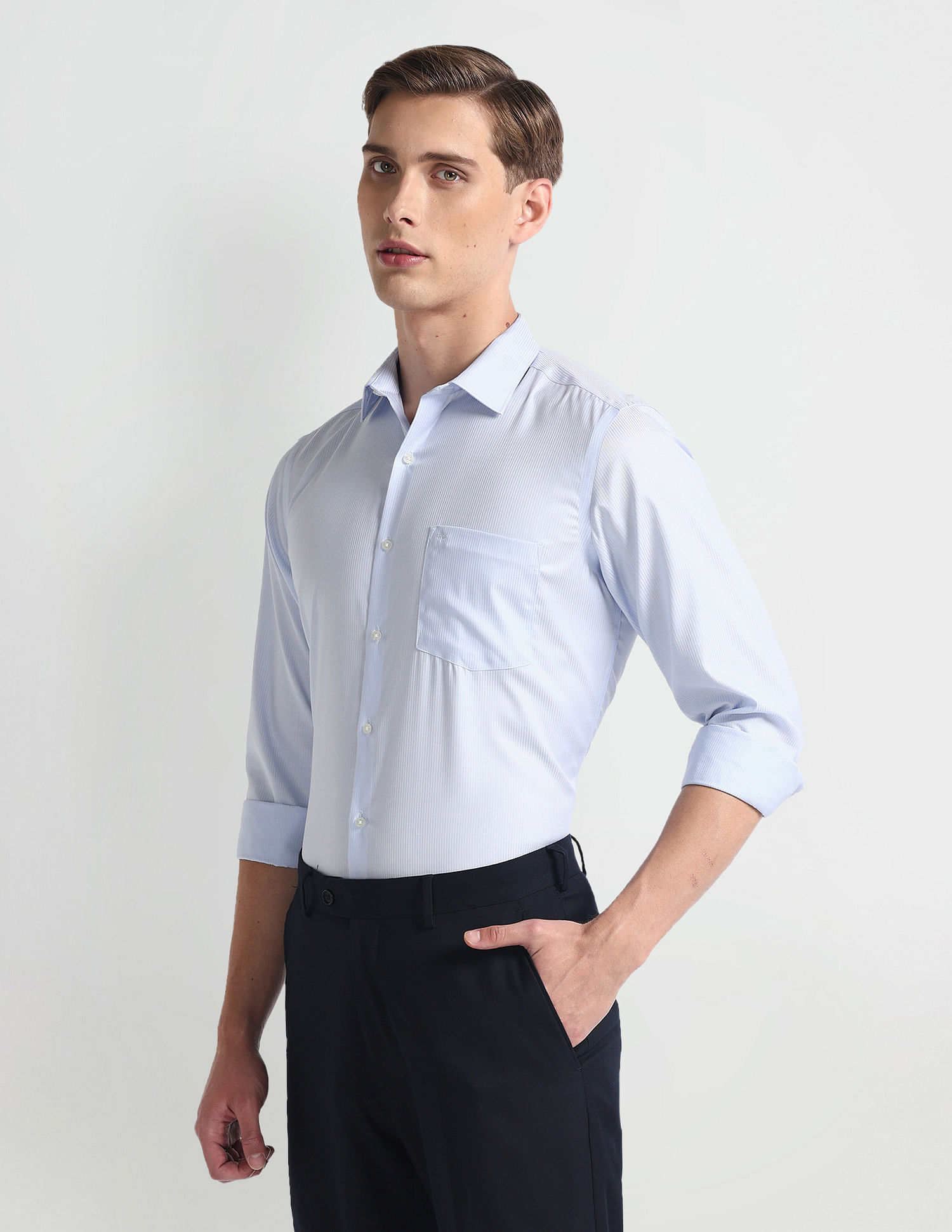 Arrow Vertical Stripe Auto Press Shirt