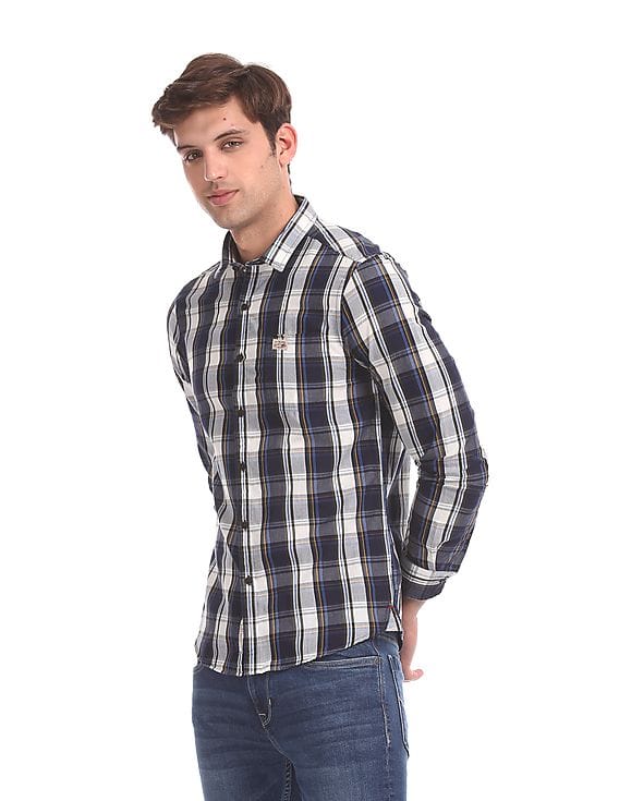 White Cotton Check Shirt 