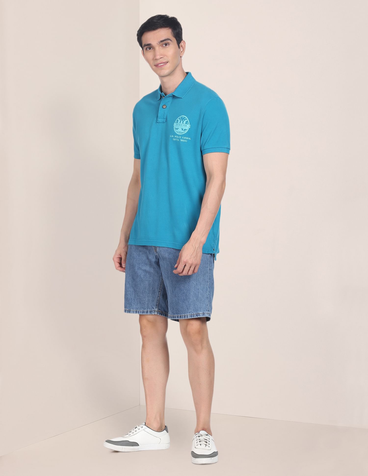 U.S. Polo Assn. Denim Co. Placement Print Pique Polo Shirt