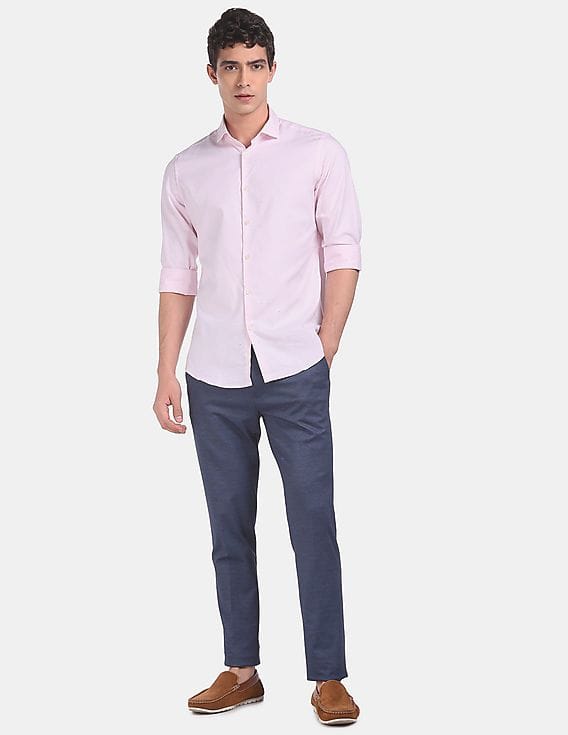 Buy Calvin Klein Men Light Pink Slim Fit Naps Textured Semi Formal