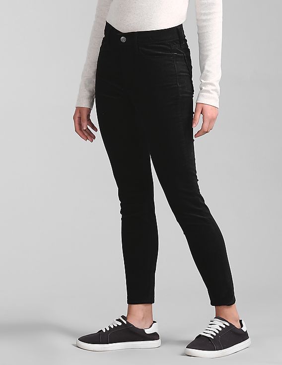 Buy GAP Women Black High Rise Velvet Jeans