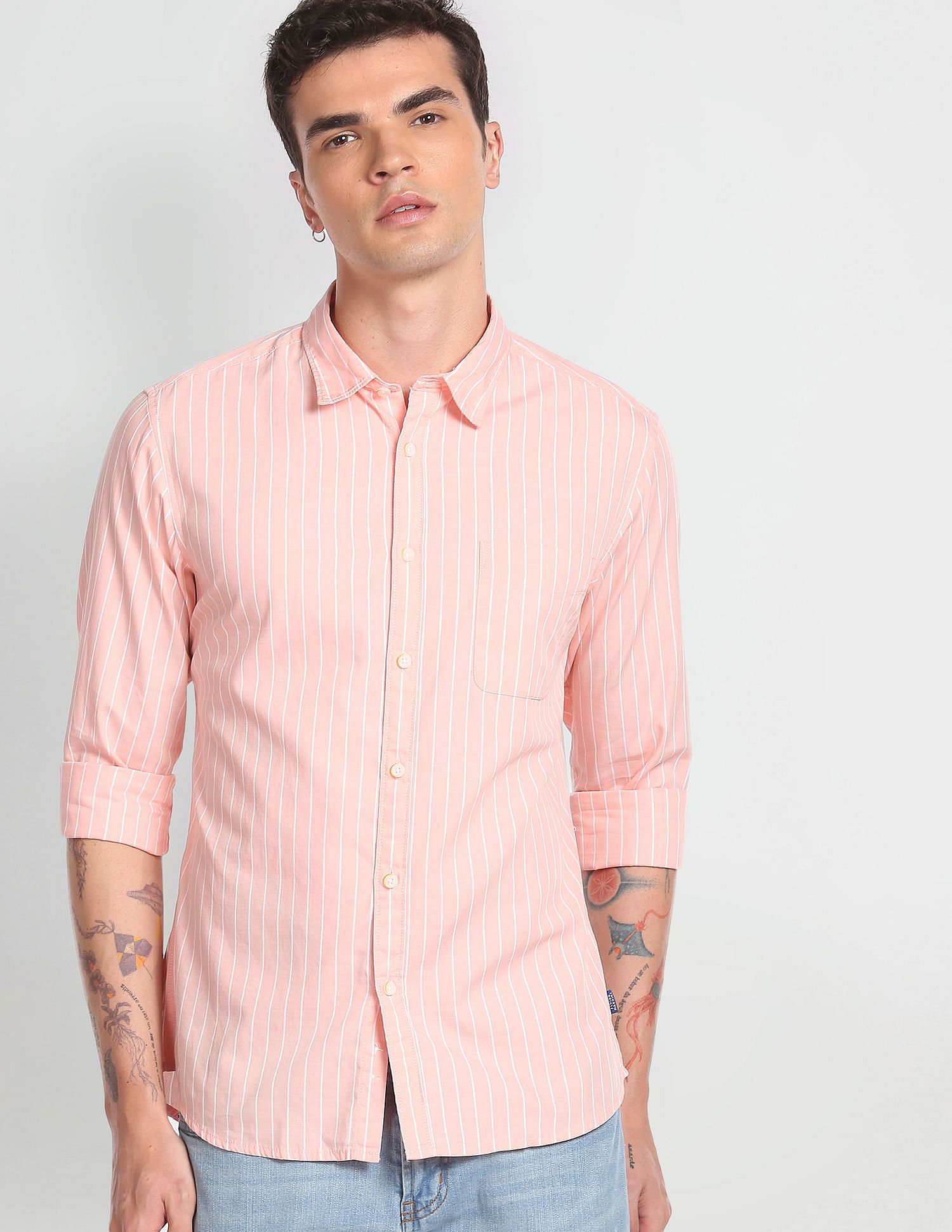 Flying Machine Vertical Stripe Slim Fit Shirt