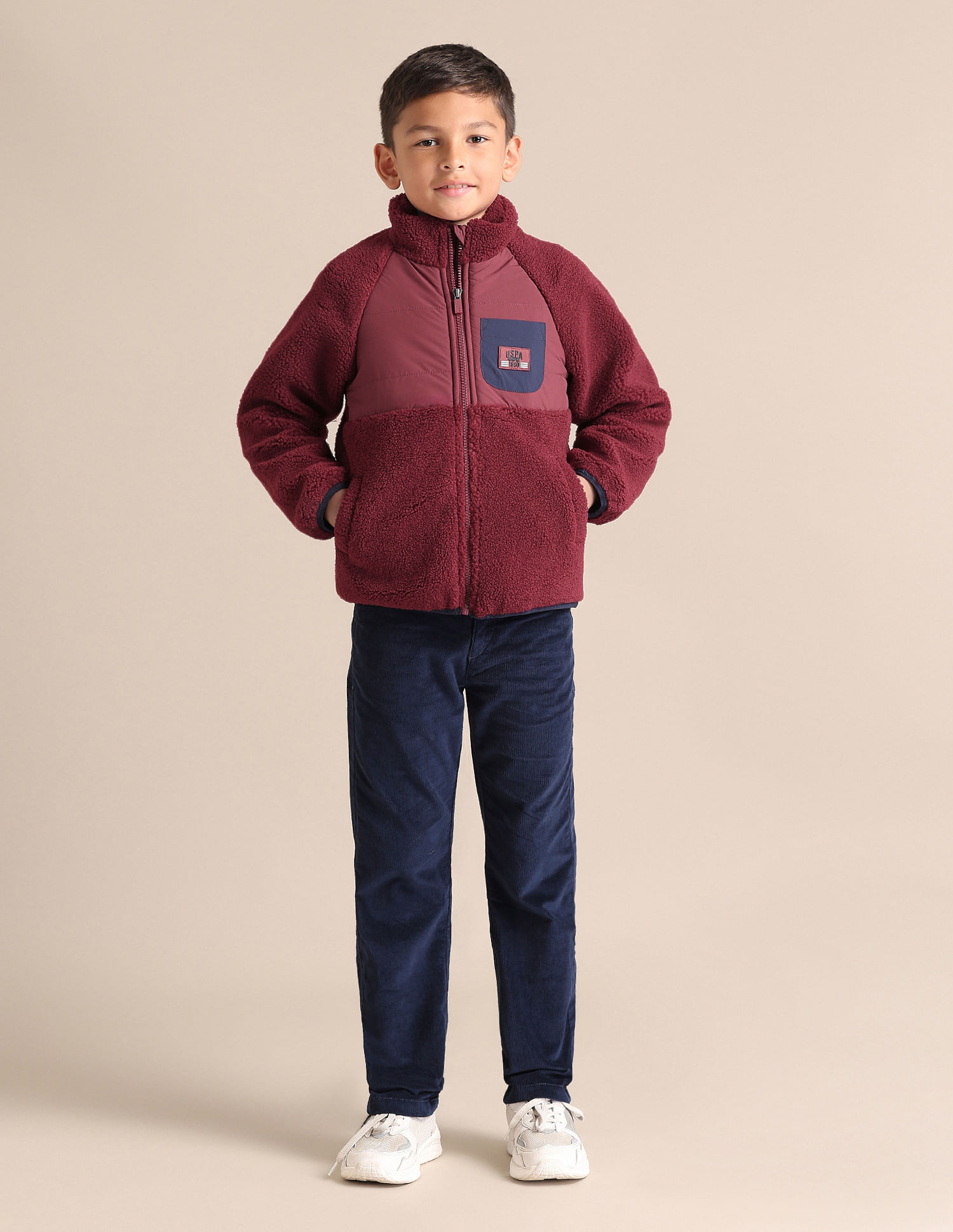 U.S. Polo Assn. Kids Boys Solid Stand Collar Jacket