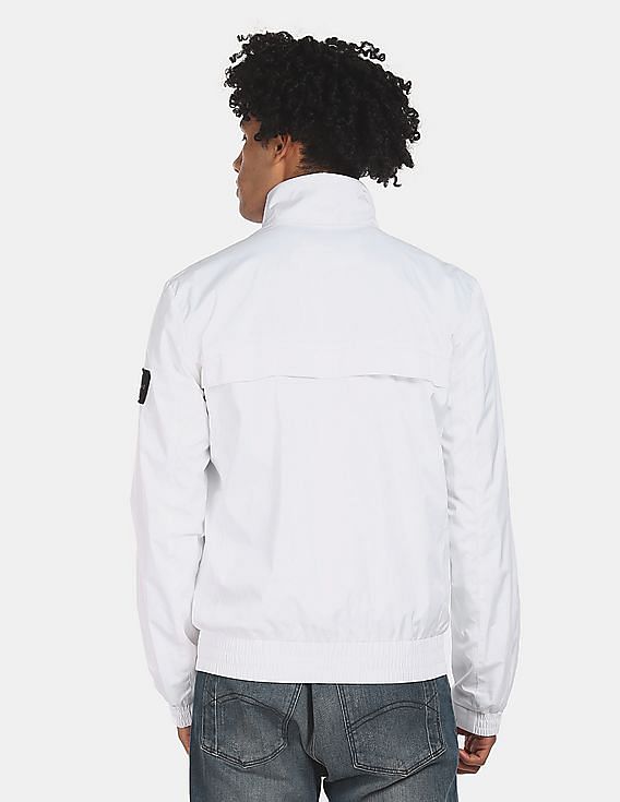 Calvin Klein Men White Zip Up Harrington Jacket