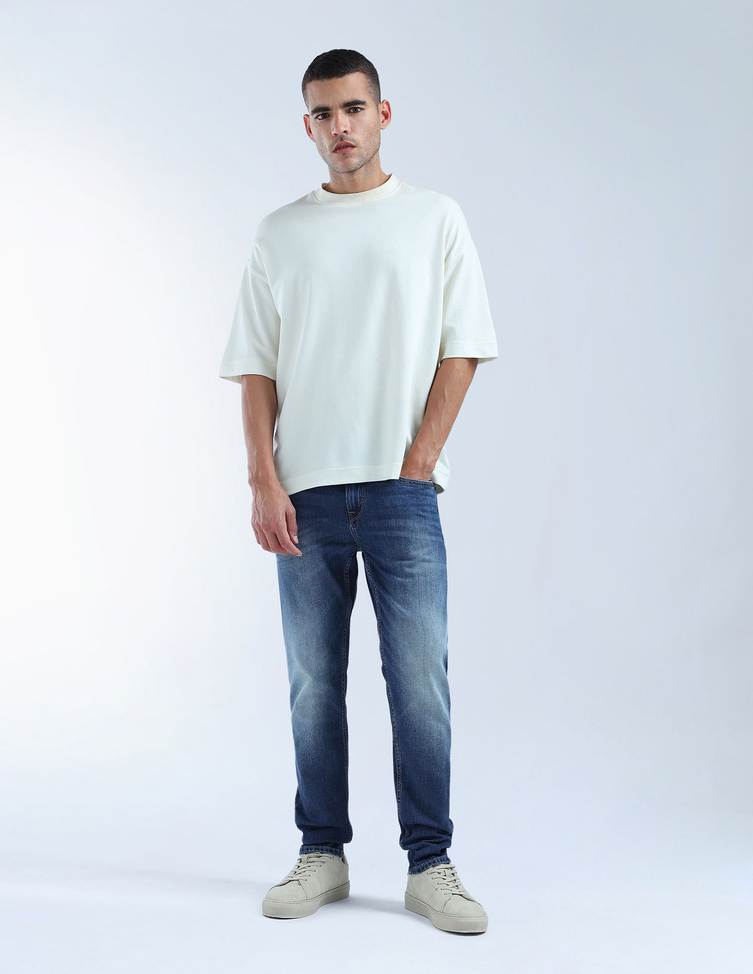 Flying Machine Slash Slim Tapered Fit Blue Jeans