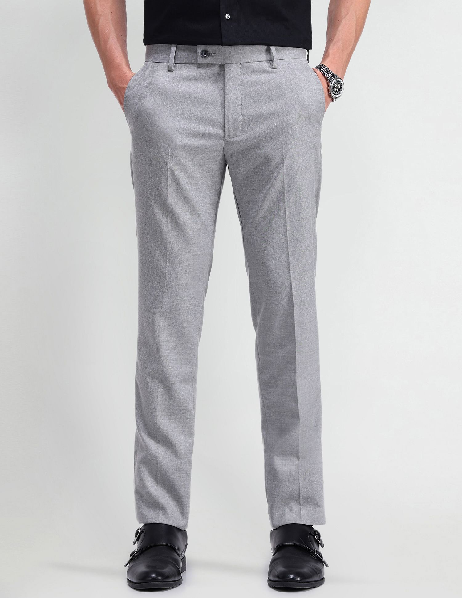 Arrow Denver Slim Solid Dobby Trousers
