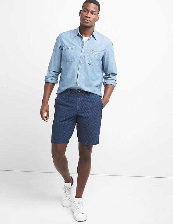 Buy GAP Men Men Blue Dot Vintage Wash Khaki Shorts