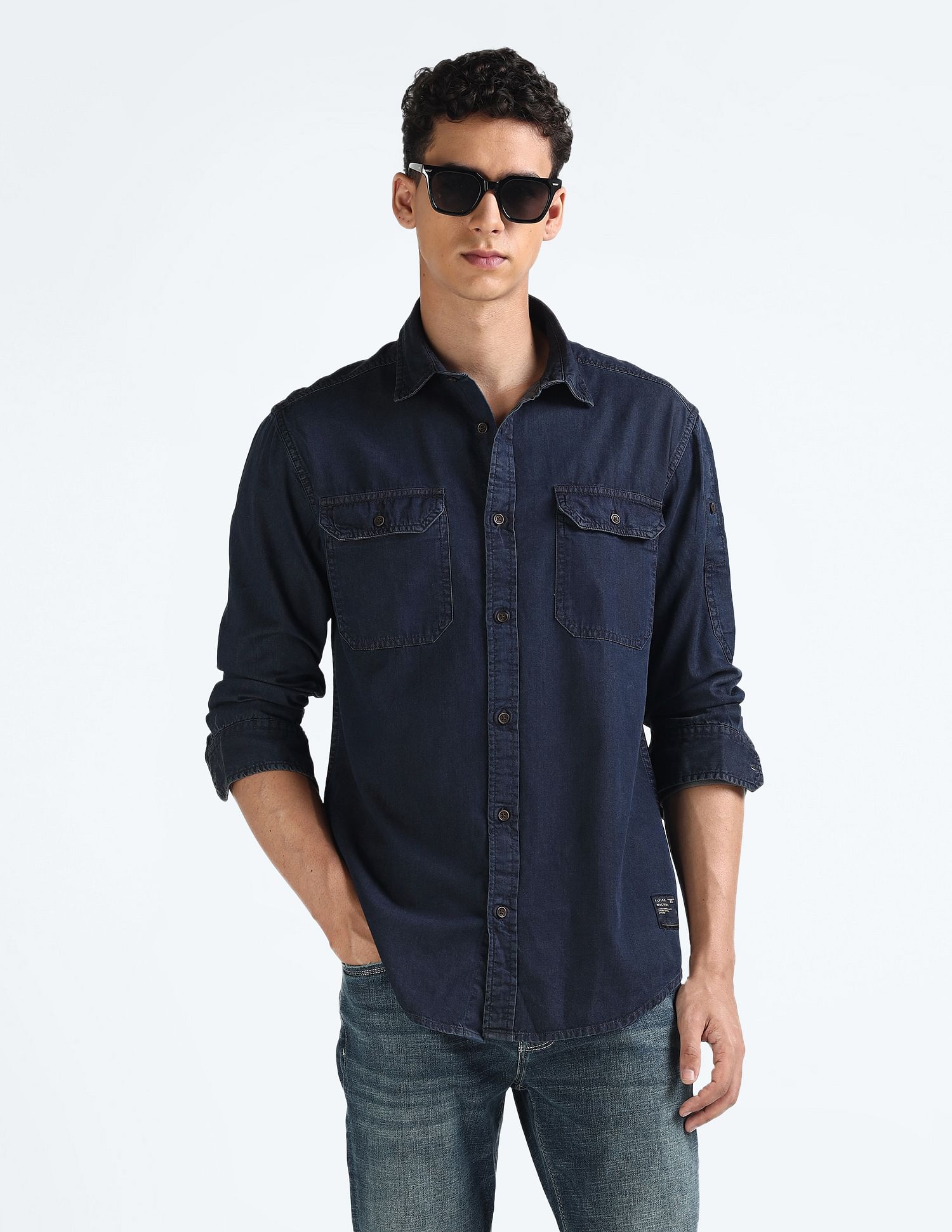 Flying Machine Cotton Chambray Weave Shirt