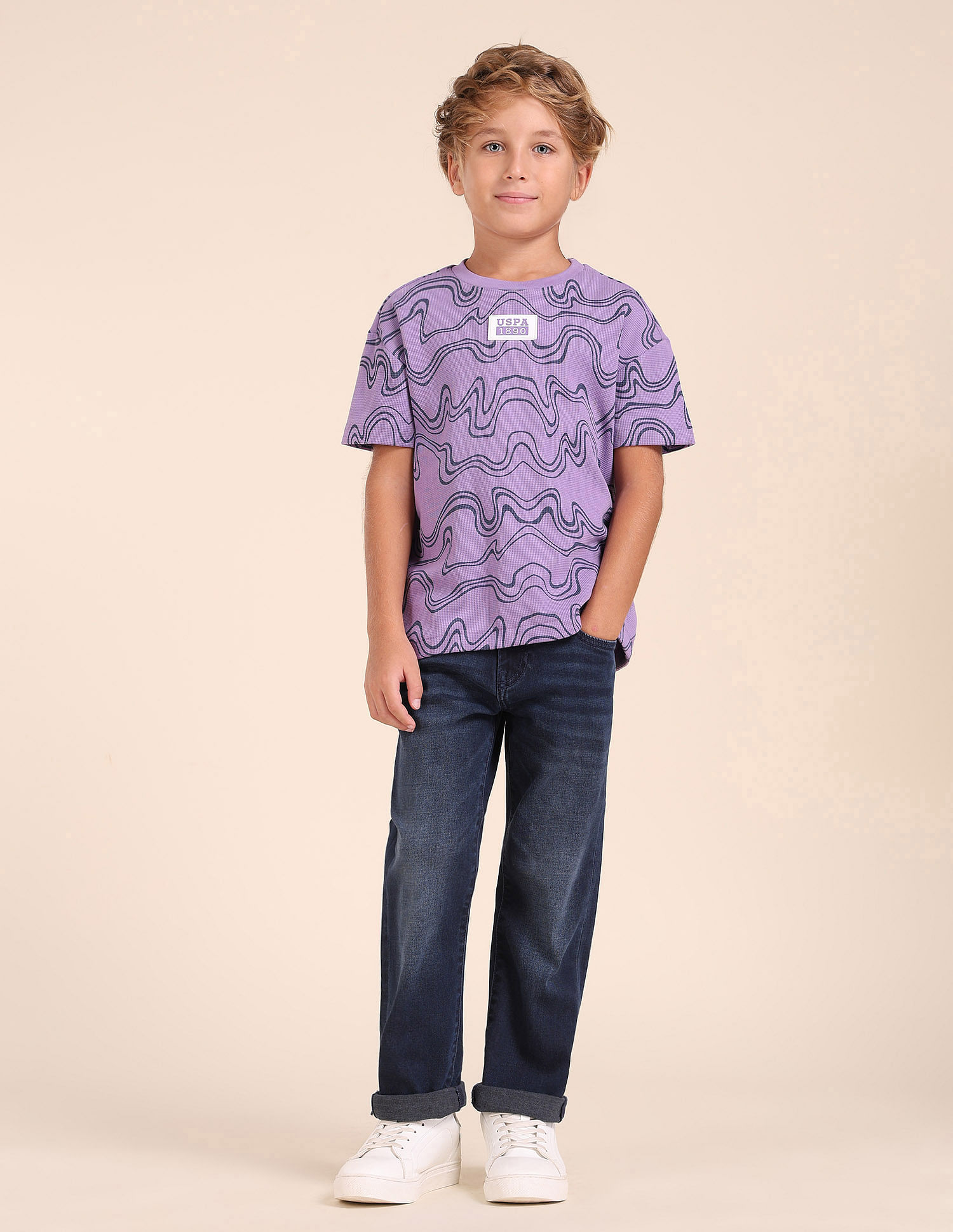 U.S. Polo Assn. Kids Boys Abstract Printed Regular Fit T-Shirt