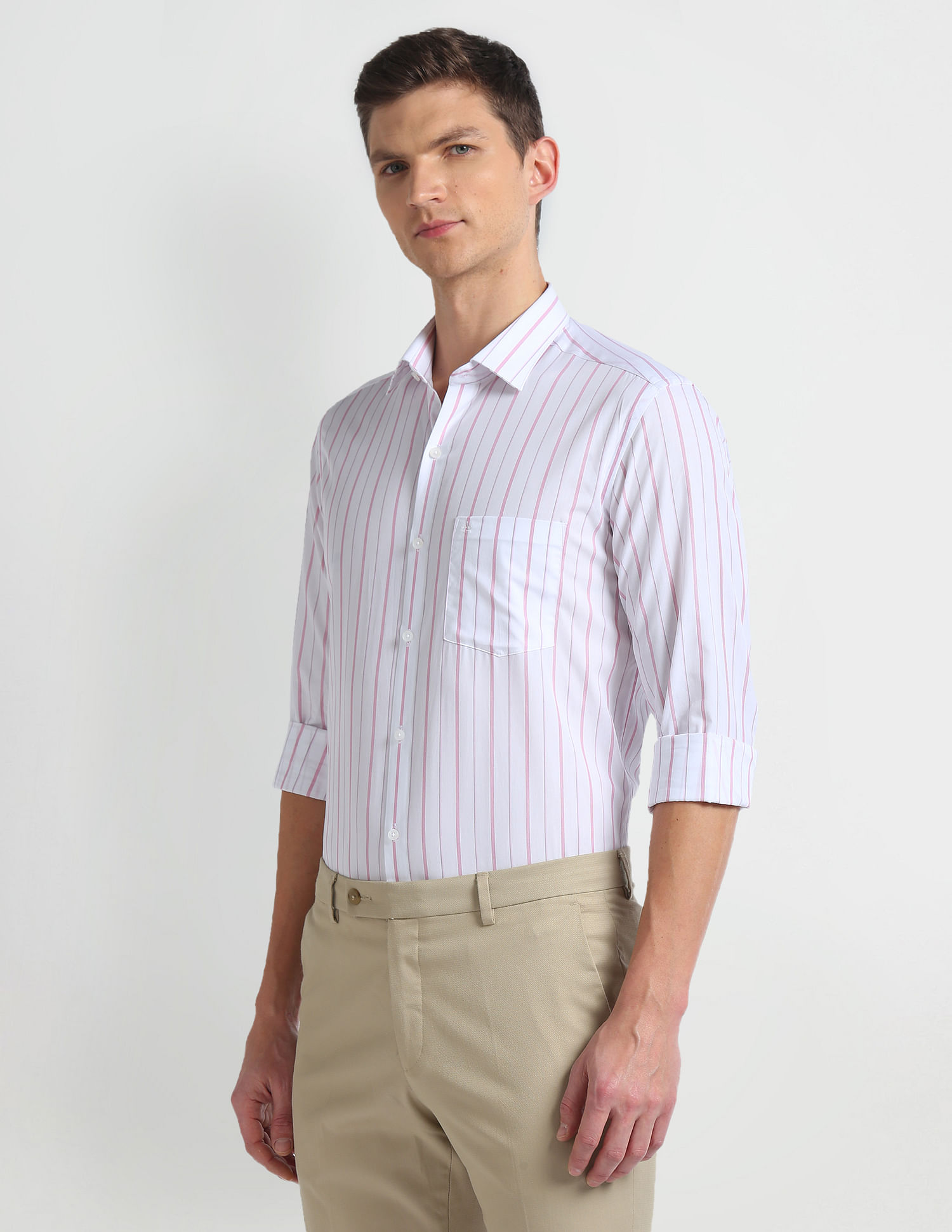 Arrow Pure Cotton Vertical Stripe Shirt