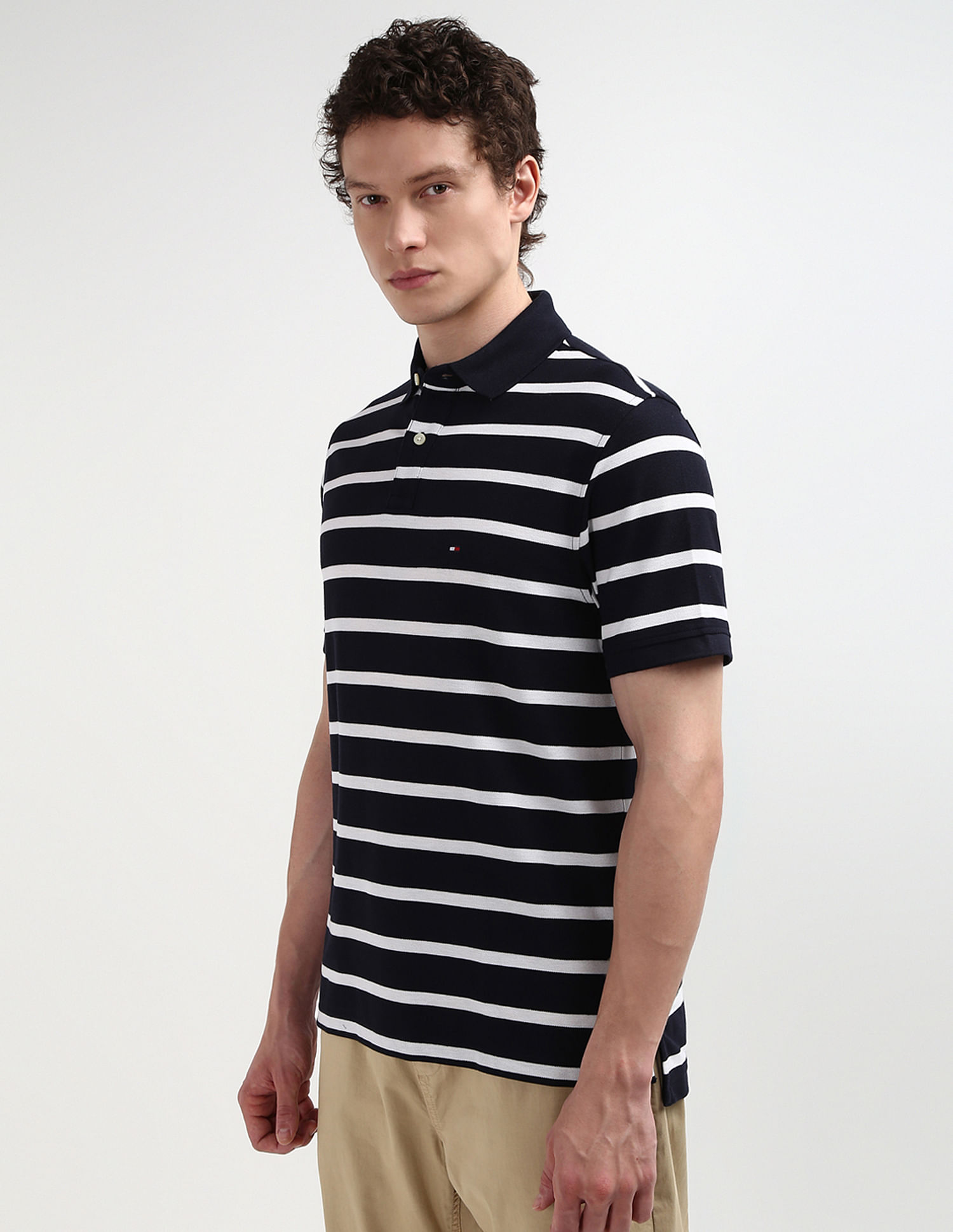 Tommy Hilfiger Horizontal Stripe Cotton Polo Shirt
