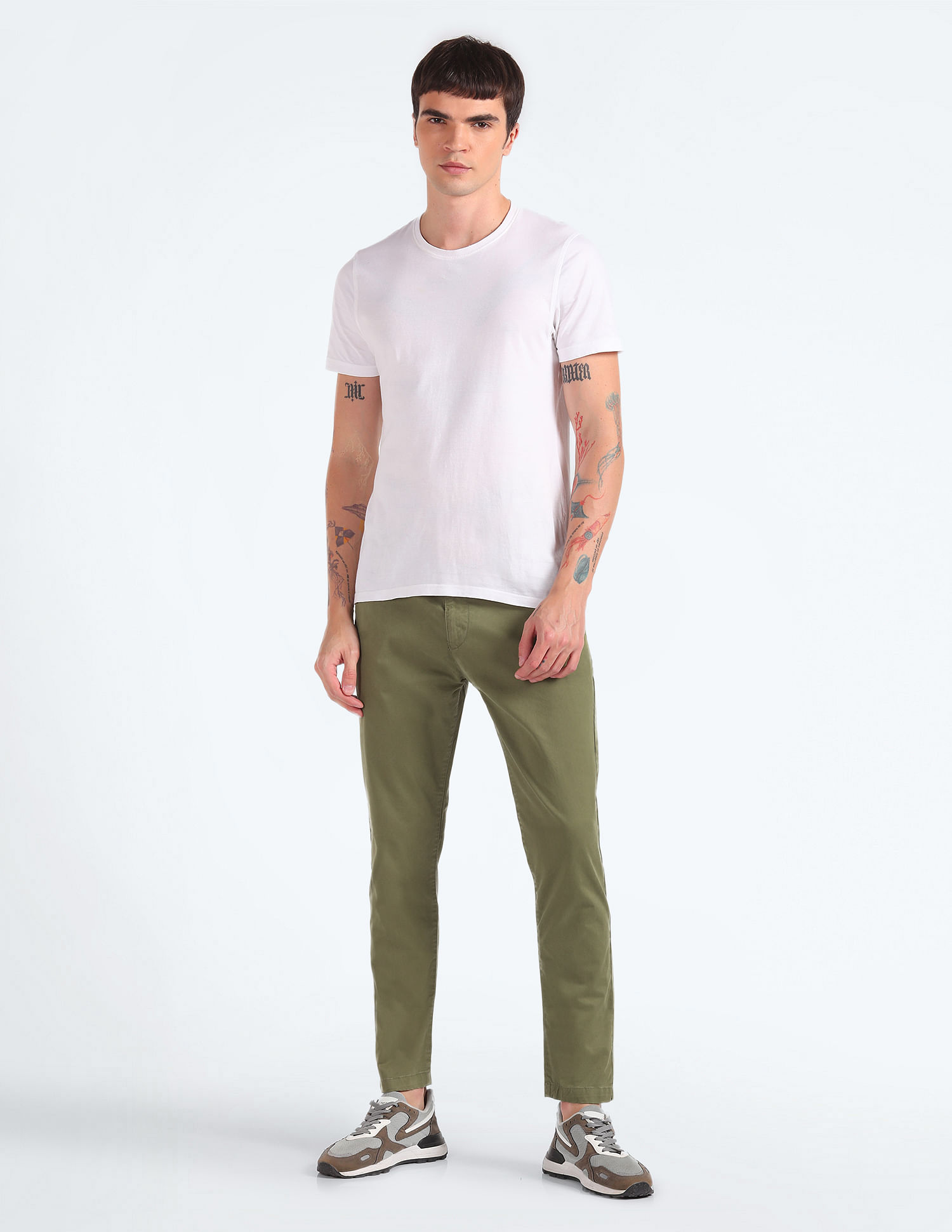 Flying Machine Slash Slim Tapered Fit Solid Trousers