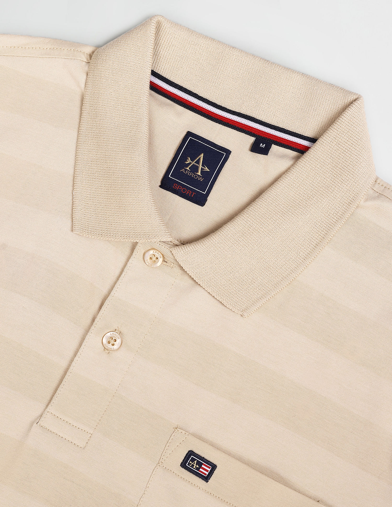 Arrow Sports Patch Pocket Horizontal Stripe Polo Shirt