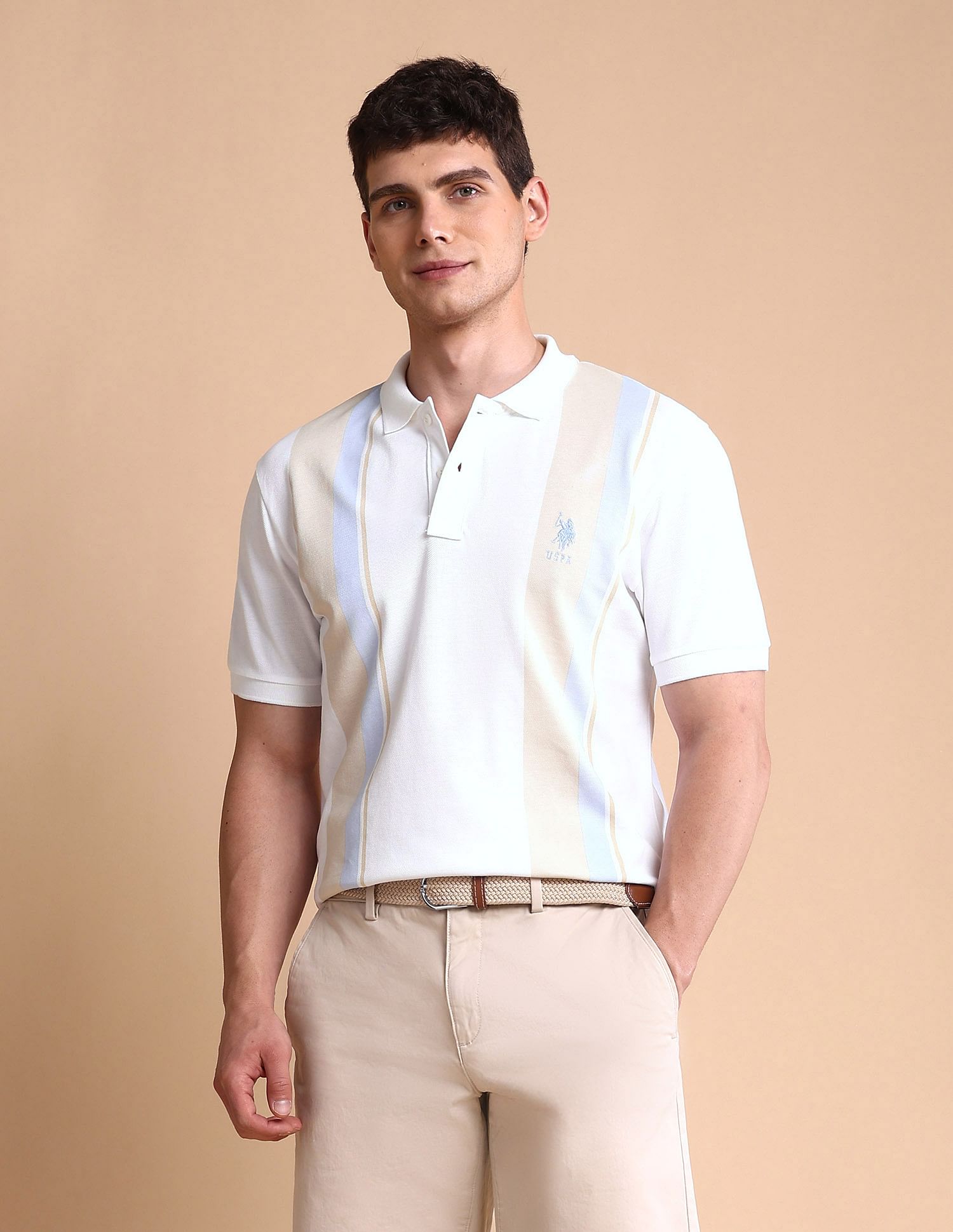 U.S. Polo Assn. Colourblocked Slim Fit Polo Shirt