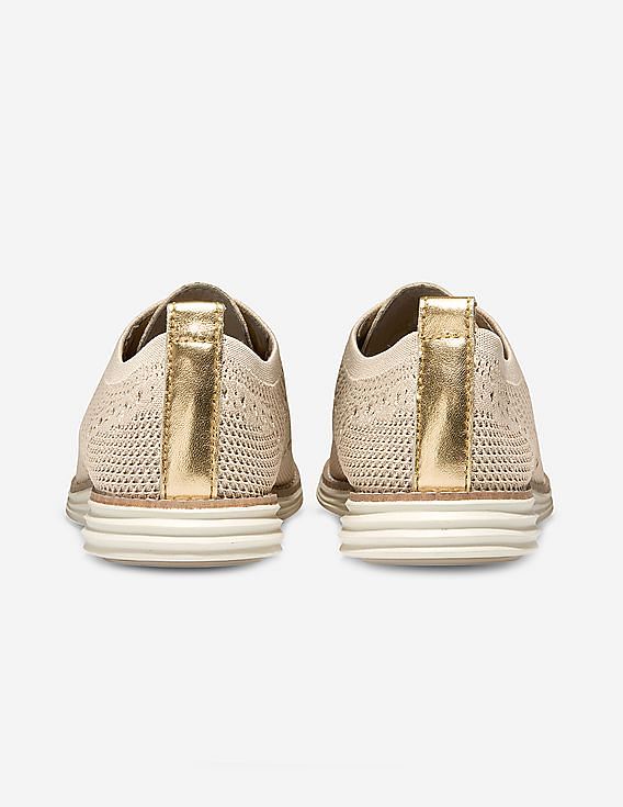 Cole Haan Women Beige ØriginalGrand Stitchlite Wingtip Oxford Sneakers