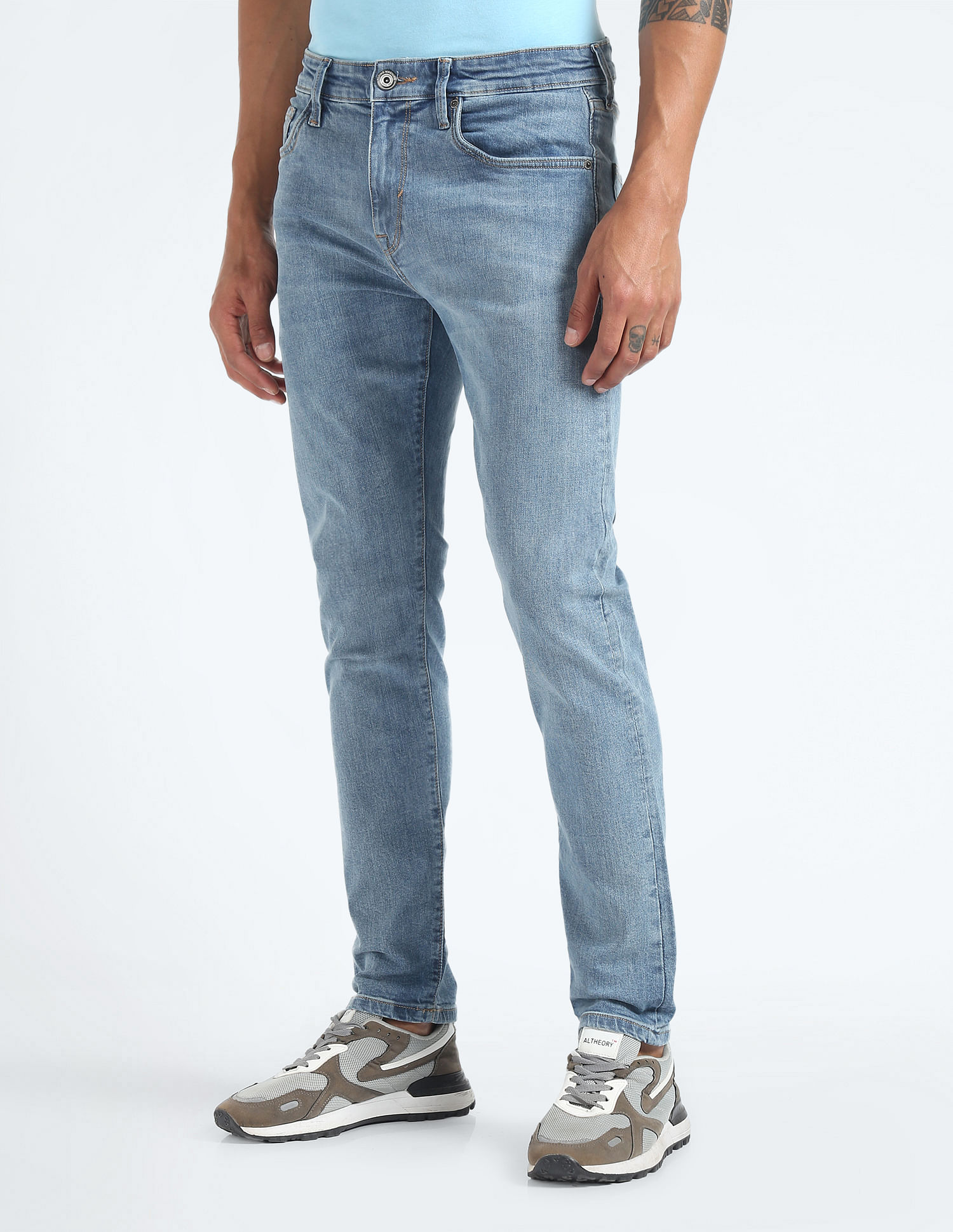 Flying Machine Slash Slim Tapered Mid Rise Jeans