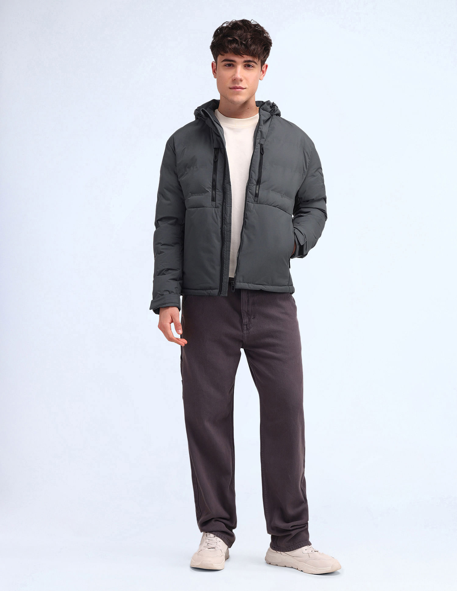 Flying Machine Regular Fit Solid Padded Jacket