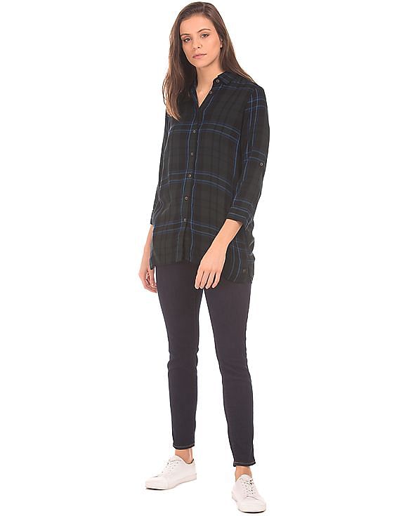 U.S. Polo Assn. Women Longline Check Shirt