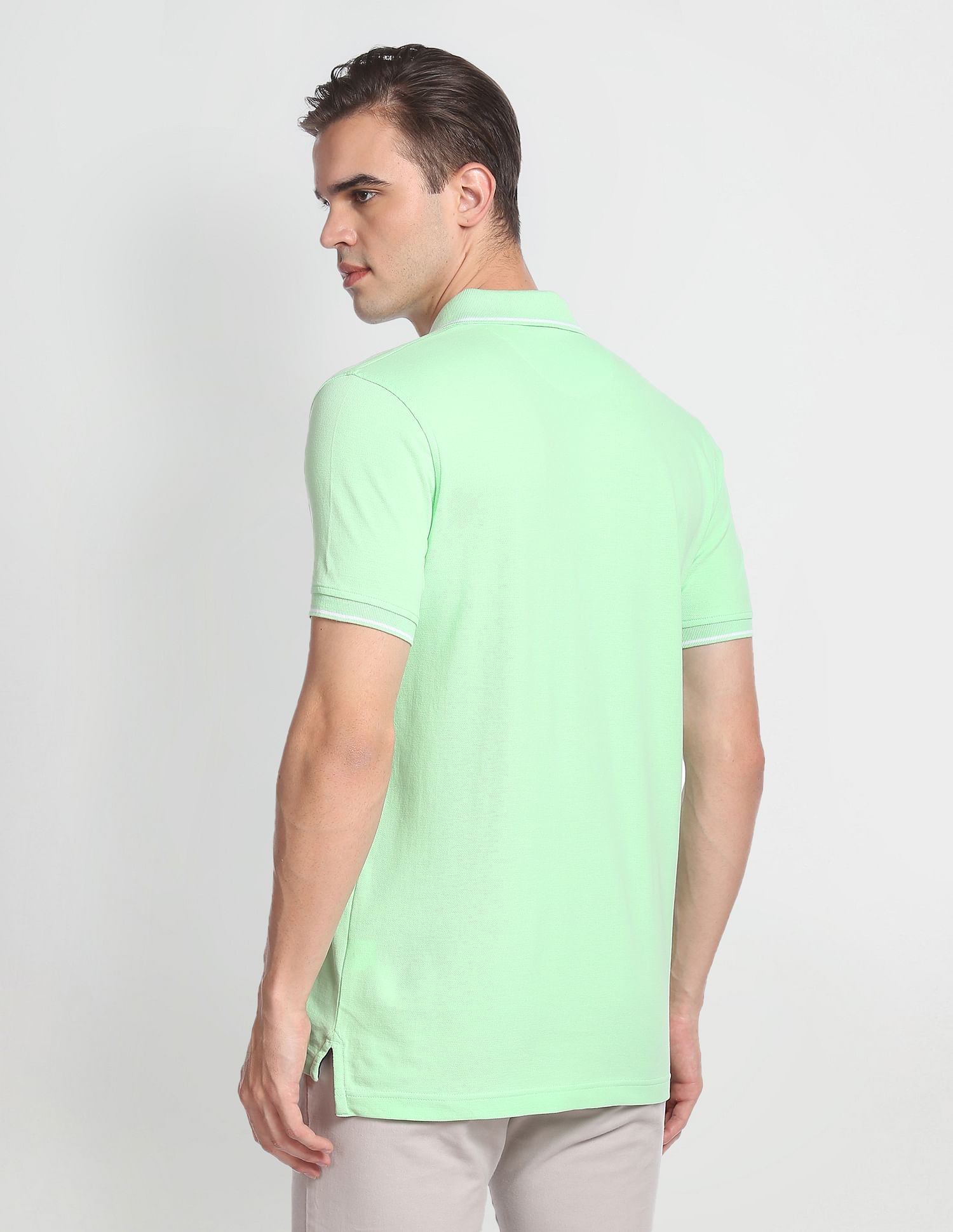 Arrow Sports Contrast Tipped Pique Polo Shirt
