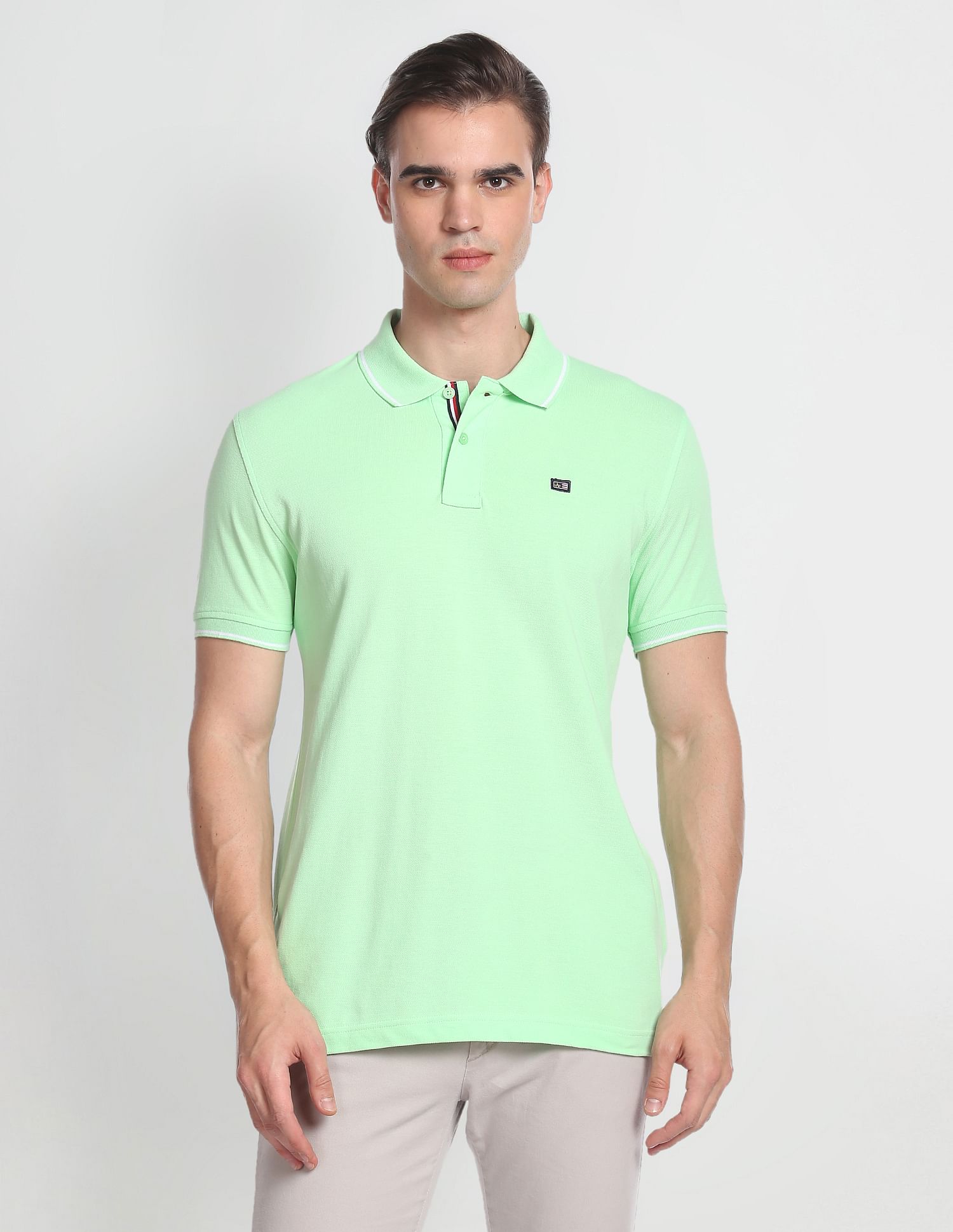 Arrow Sports Contrast Tipped Pique Polo Shirt