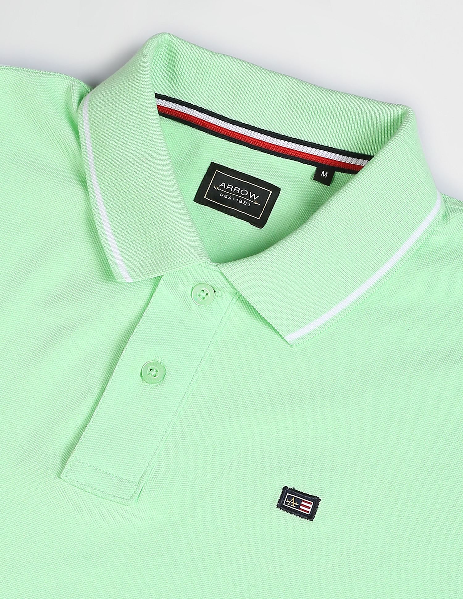 Arrow Sports Contrast Tipped Pique Polo Shirt