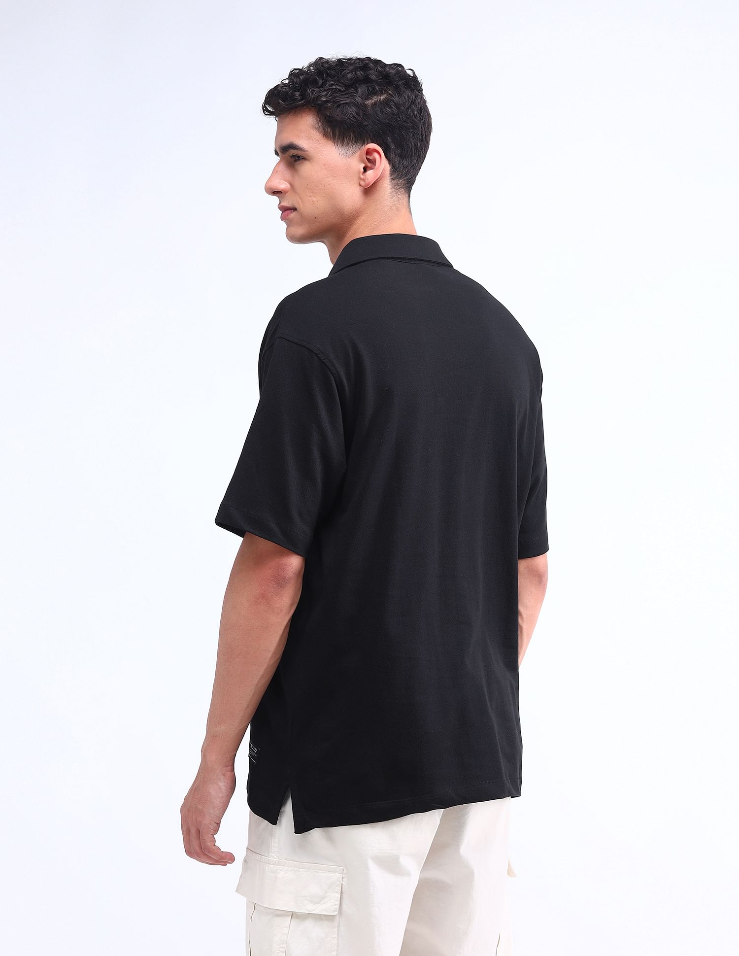 Flying Machine Typography Printed Relaxed Polo Shirt