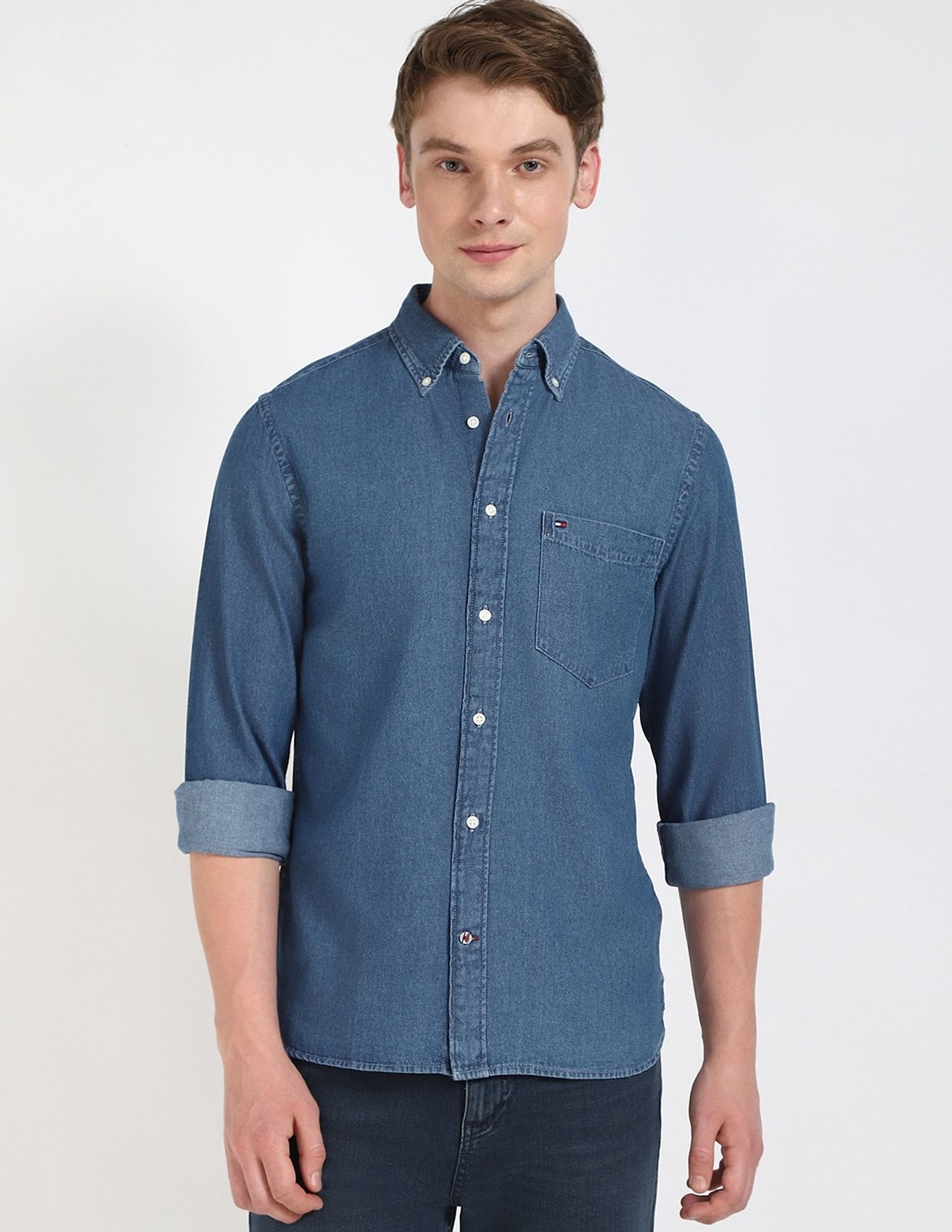 Tommy Hilfiger Solid Regular-Fit Cotton Shirt