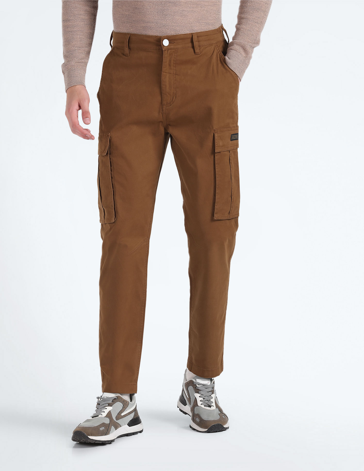 Buy Flying Machine Solid Cargo Trousers - NNNOW.com
