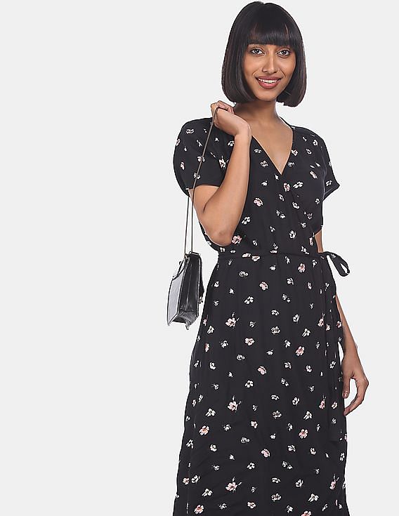 gap floral wrap dress