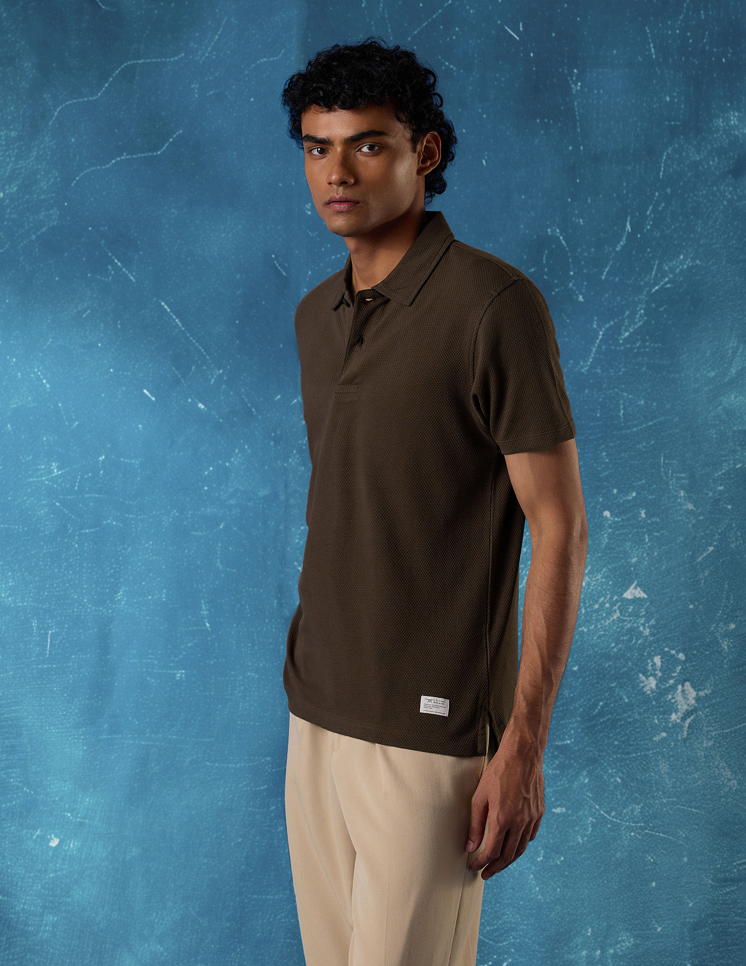 Flying Machine Regular Fit Textured Polo Shirt