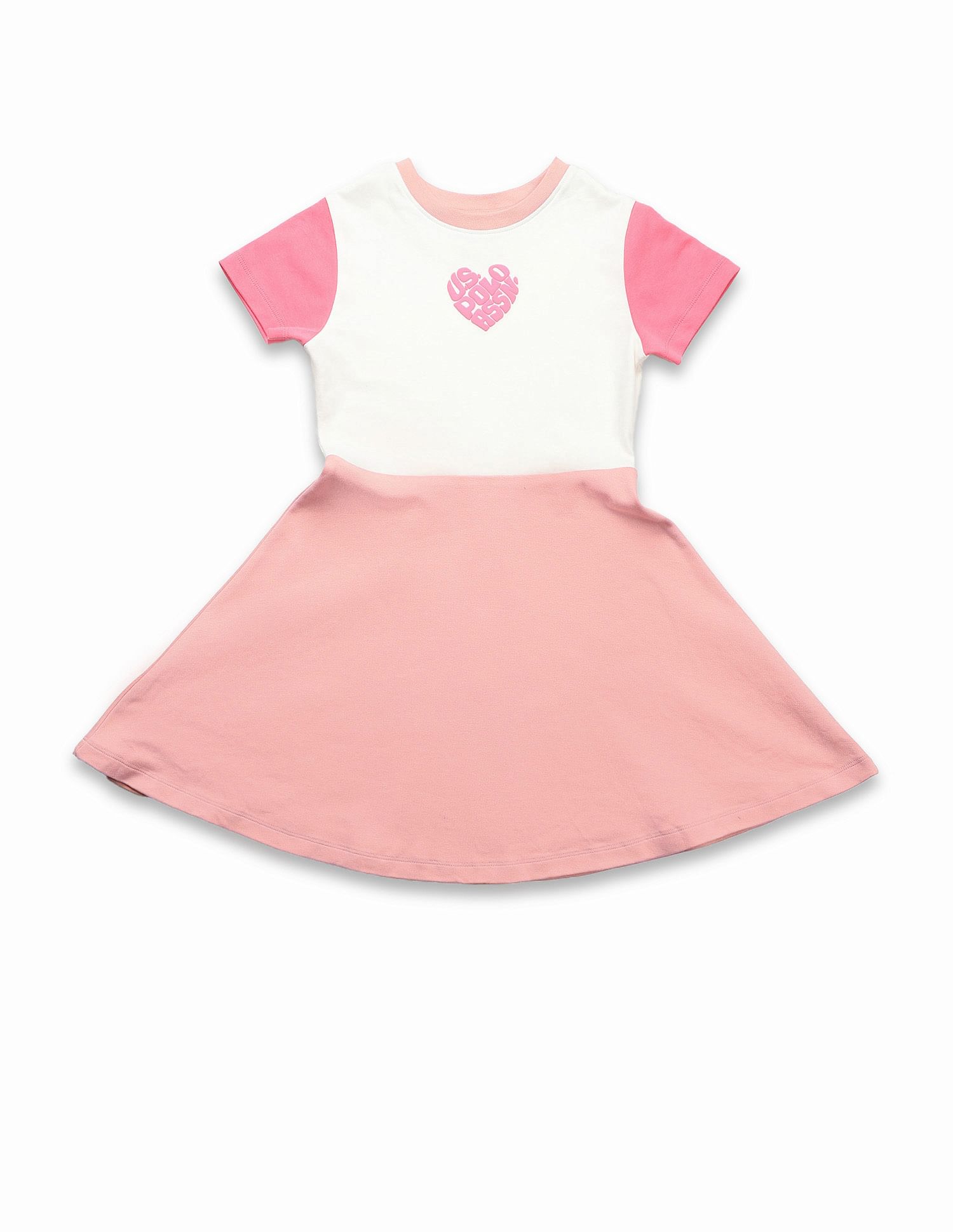 U.S. Polo Assn. Kids Girls Colorblocked Fit And Flare Dress